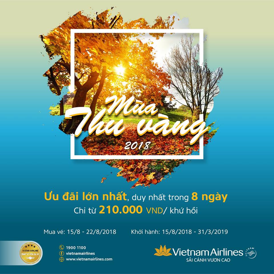 Khuyến mãi mùa thu vàng Vietnam Airlines 2018